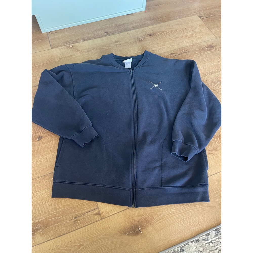 Art Unlimited Sportswear Mens XL Full Zip Sweatshirt Navy Blue Golf Embroidered